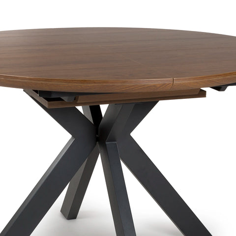 Bolton Smoked Oak Effect Round to Oval Extending Smart Top Dining Table - Pendle Village Furniture