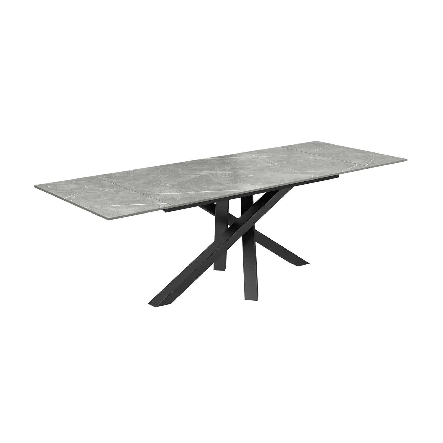 Samurai Matte Grey Extending Ceramic Dining Table Extended Angled View