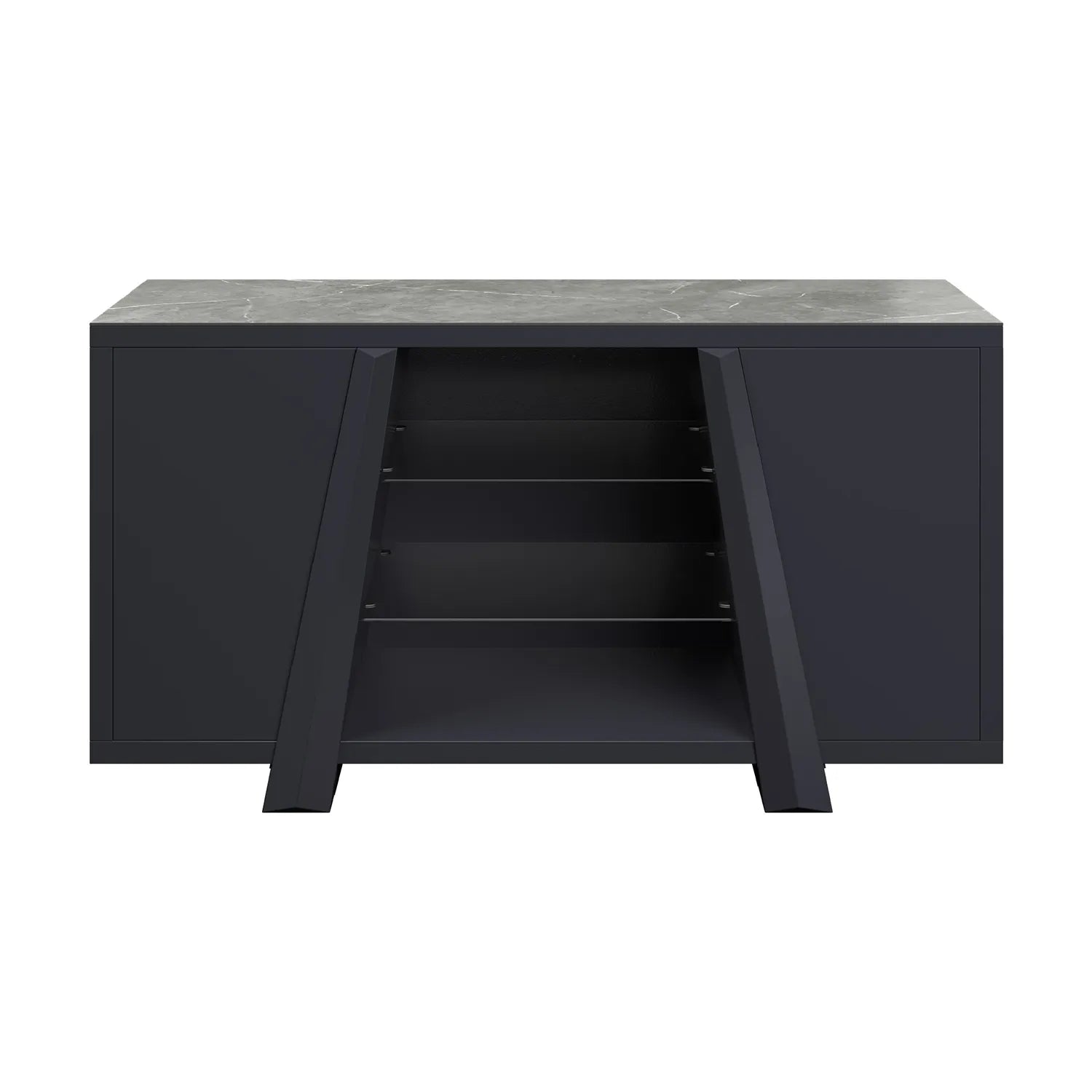 Samurai Sideboard with Matte Grey Stone Effect Ceramic Top - Front
