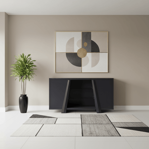 Samurai Sideboard with Matte Grey Stone Effect Ceramic Top