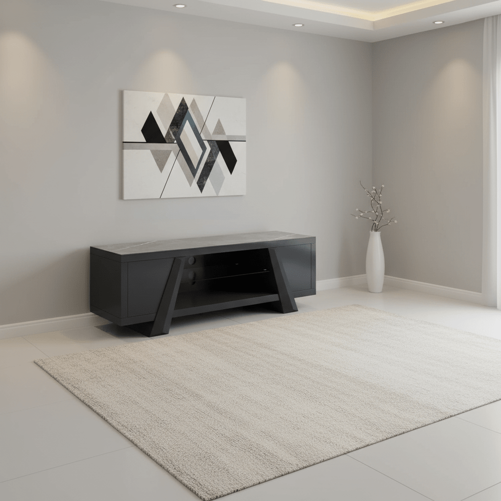 Vortex TV Unit with High Gloss Grey Ceramic Top