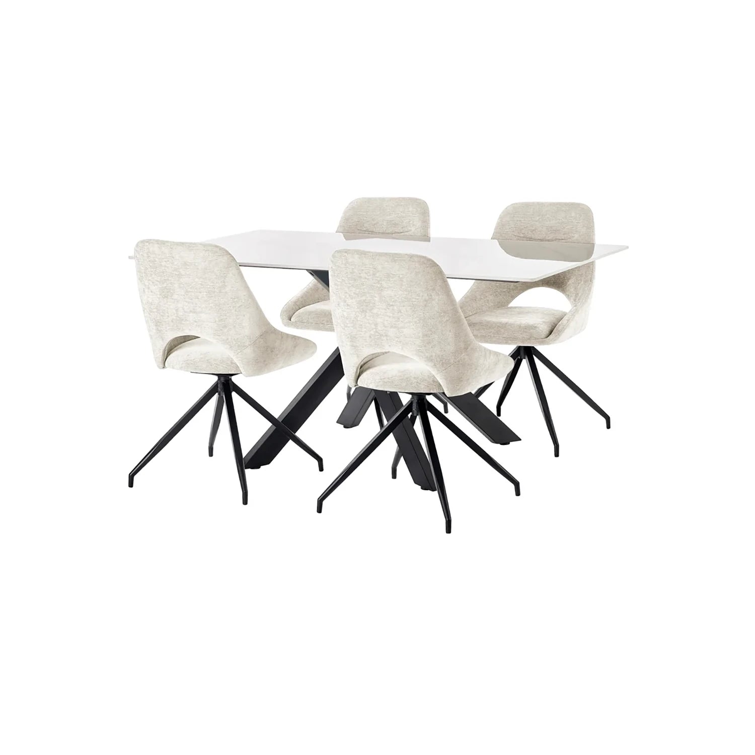 Lambeth White Marble Dining Table with Lambeth Chairs - Pendle Village Furniture