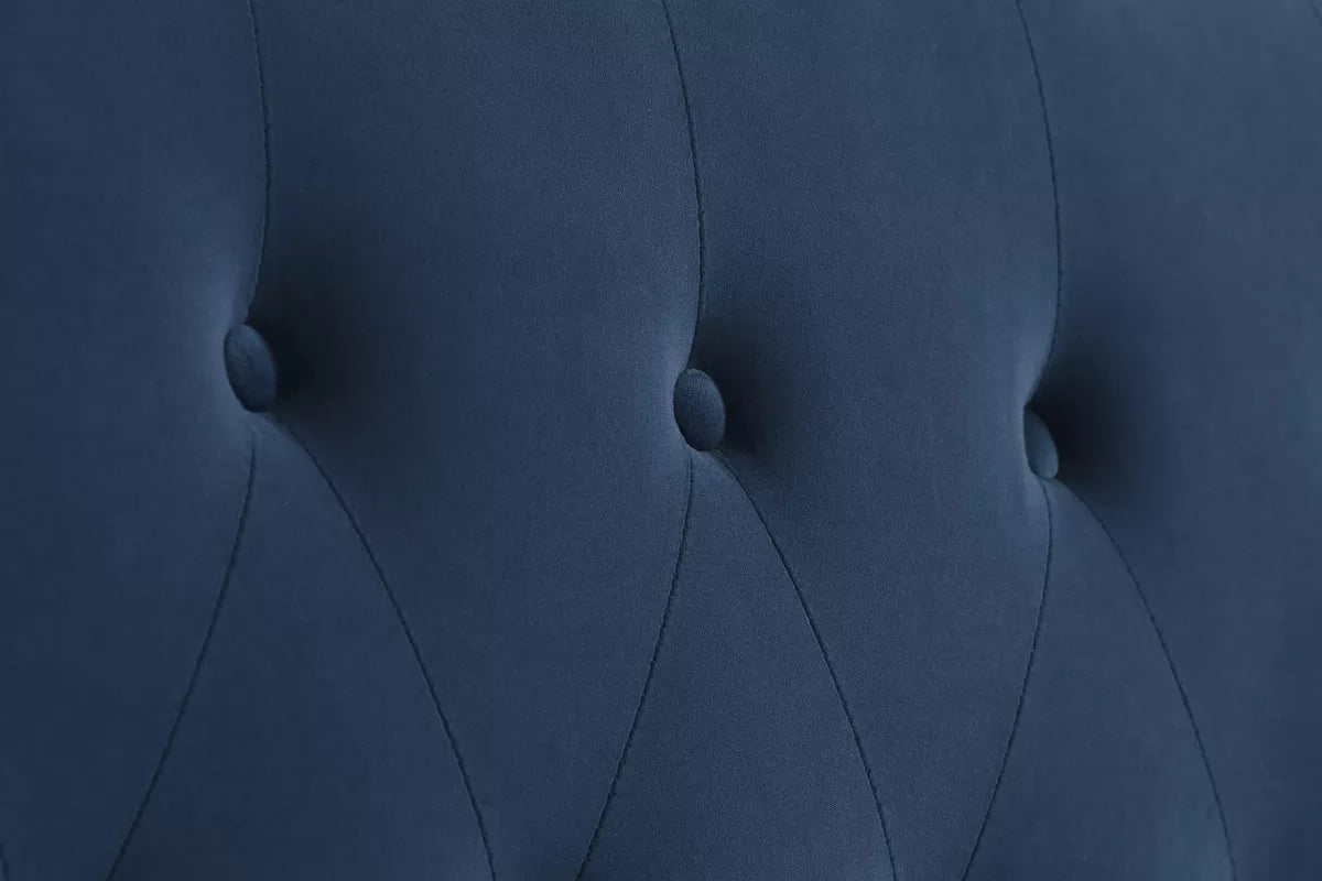 Bradley Bed: A chic and modern masterpiece in midnight blue fabric with a generously cushioned headboard. Sprung slatted base for ultimate comfort and impressive weight load capacity. Elevate your bedroom with luxury and sophistication. - 007