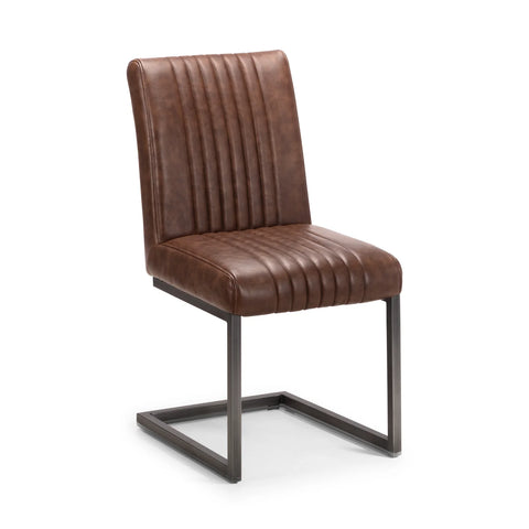 Brooklyn Vintage Brown Faux Leather Dining Chairs – Set of 4 - Pendle Village Furniture