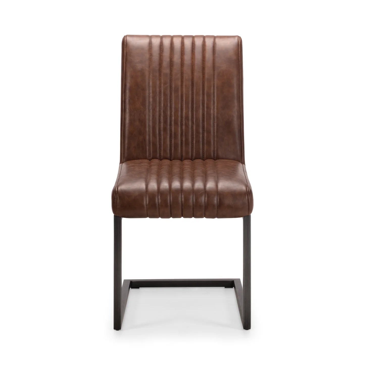 Brooklyn Vintage Brown Faux Leather Dining Chairs – Set of 4 - Pendle Village Furniture