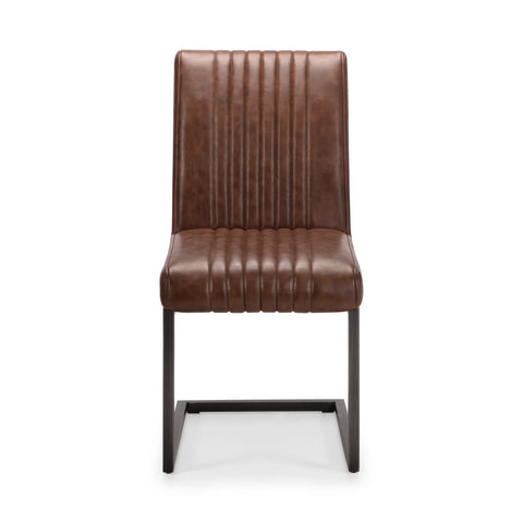 Brooklyn Vintage Brown Faux Leather Dining Chairs – Set of 4 - Pendle Village Furniture