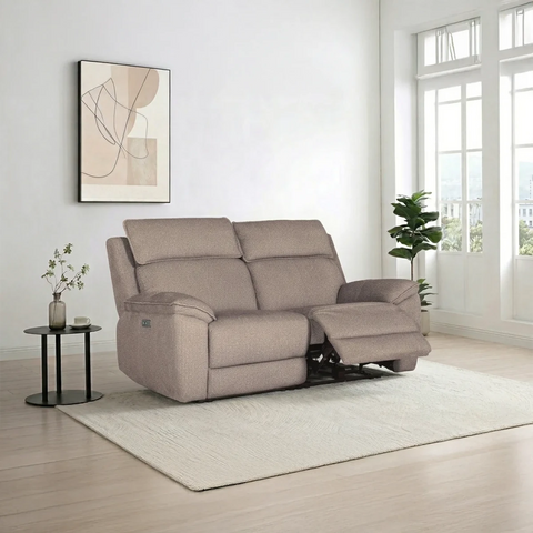 Bailey 2 Seater Electric Recliner Sofa – Latte
