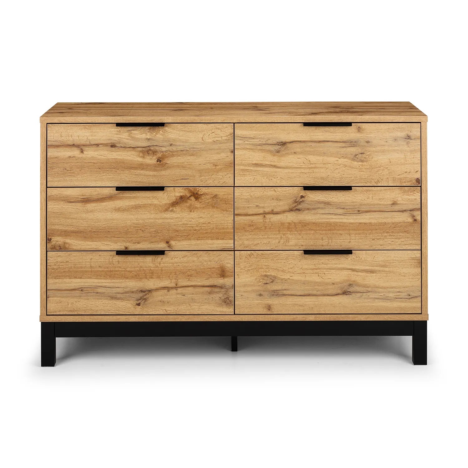 Bali Industrial Style 6 Drawer Chest – Oak Finish