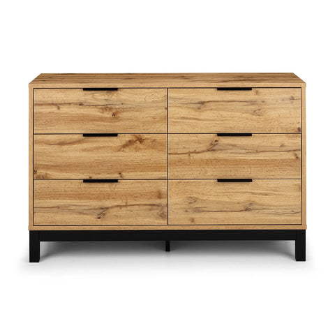 Bali Industrial Style 6 Drawer Chest – Oak Finish