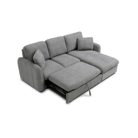 Corner sofa bed with hidden storage compartment