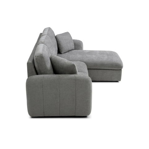 Side View of Modern grey sofa bed with pull out mechanism
