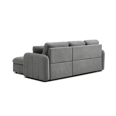 Baxter grey corner chaise sofa bed with storage open - Back View
