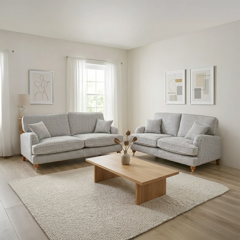Pemberley Ticking Stripe Fabric Sofa Collection