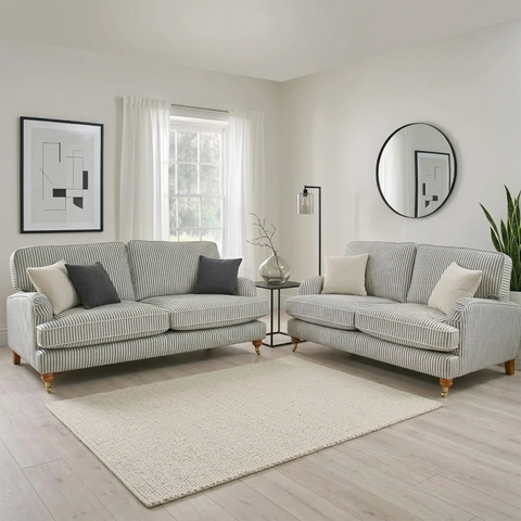 Pemberley Ticking Stripe Fabric Sofa Collection