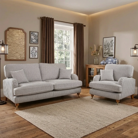 Pemberley Ticking Stripe Fabric Sofa Collection
