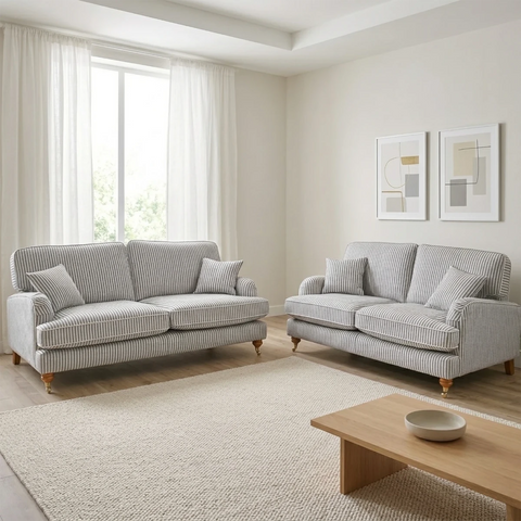 Pemberley Ticking Stripe Fabric Sofa Collection