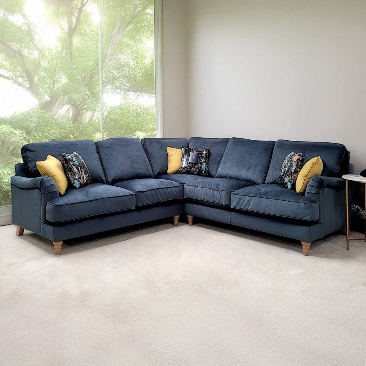 Wallace Jedi Airforce Blue Fabric 2 Corner 2 Sofa - Pendle Village Furniture