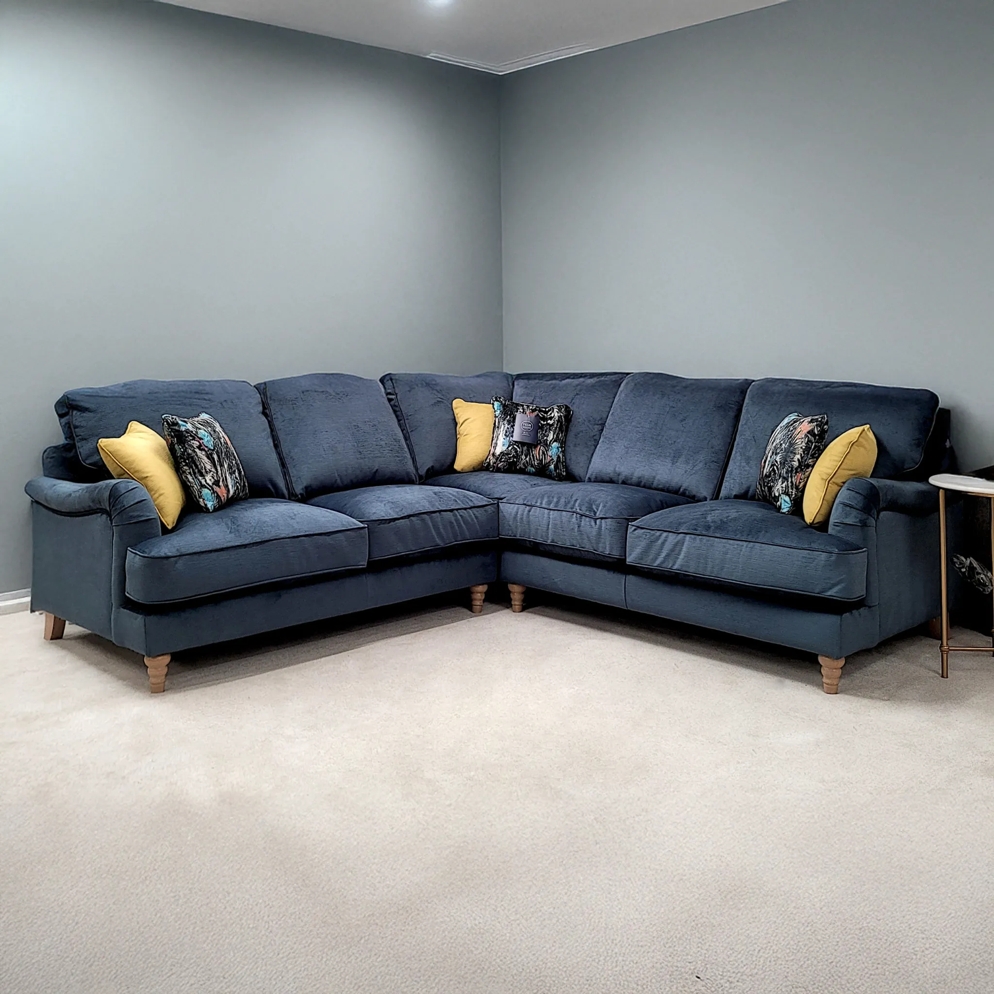 Wallace Jedi Airforce Blue Fabric 2 Corner 2 Sofa