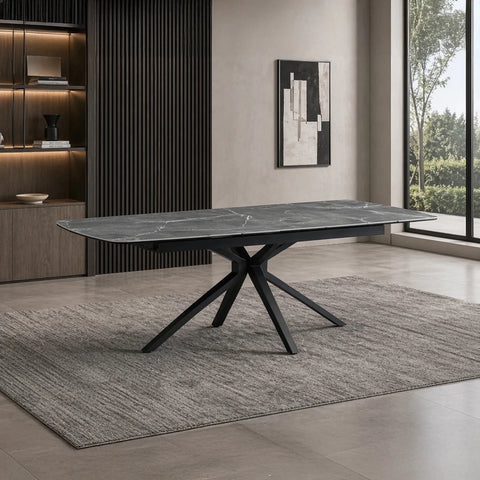 Beatrix Whisper Jade Sintered Stone Extending Dining Table