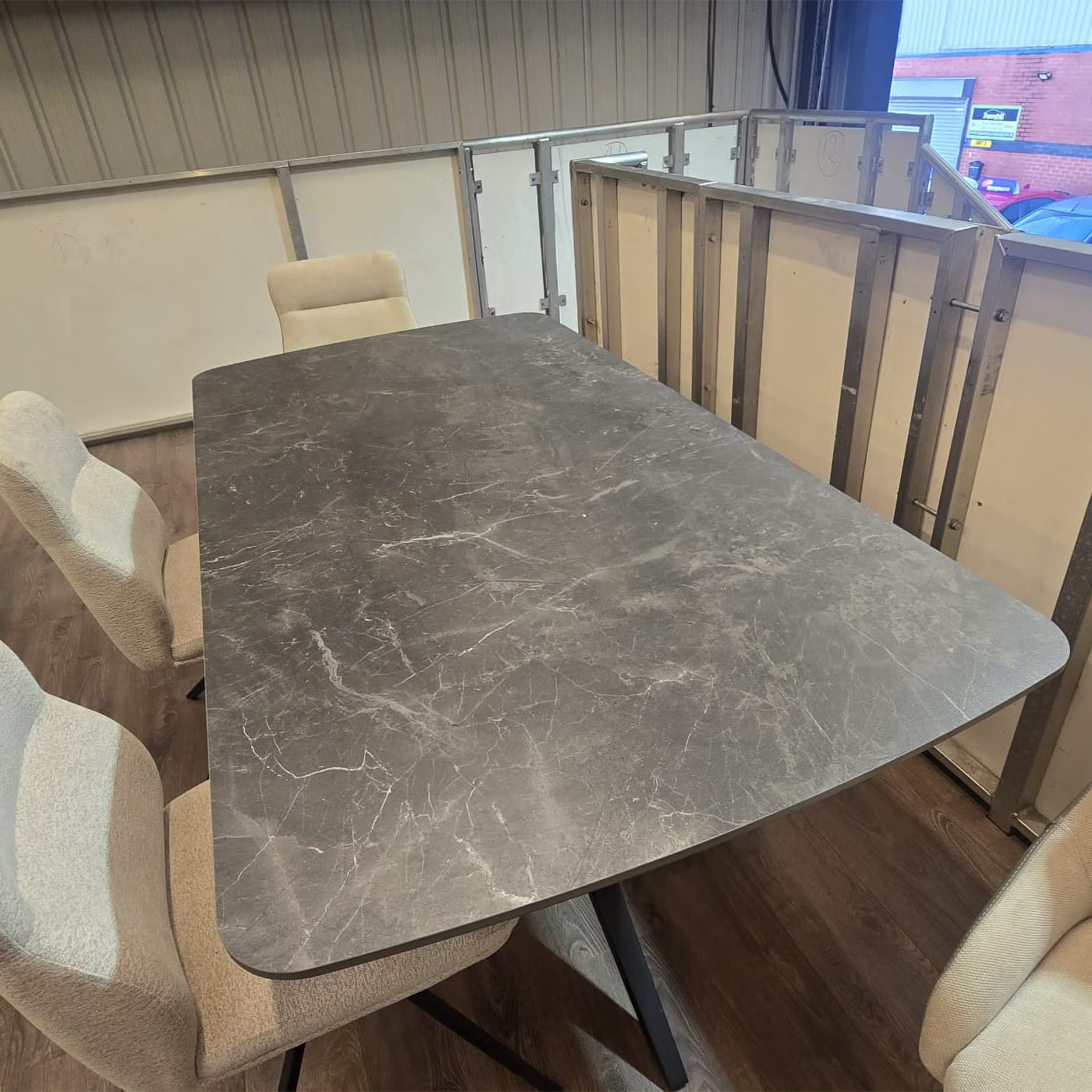 Table top of Beatrix Slate Mist Sintered Stone Extending Dining Table