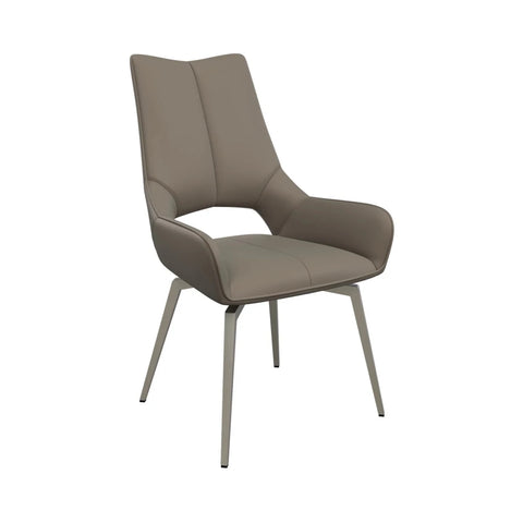 Lorenzano Taupe Glass Extending Dining Table & Bella Grey Swivel Chairs Set