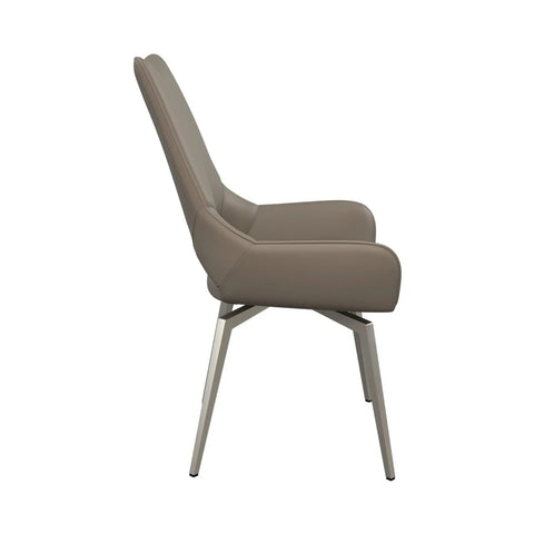Lorenzano Taupe Glass Extending Dining Table & Bella Grey Swivel Chairs Set