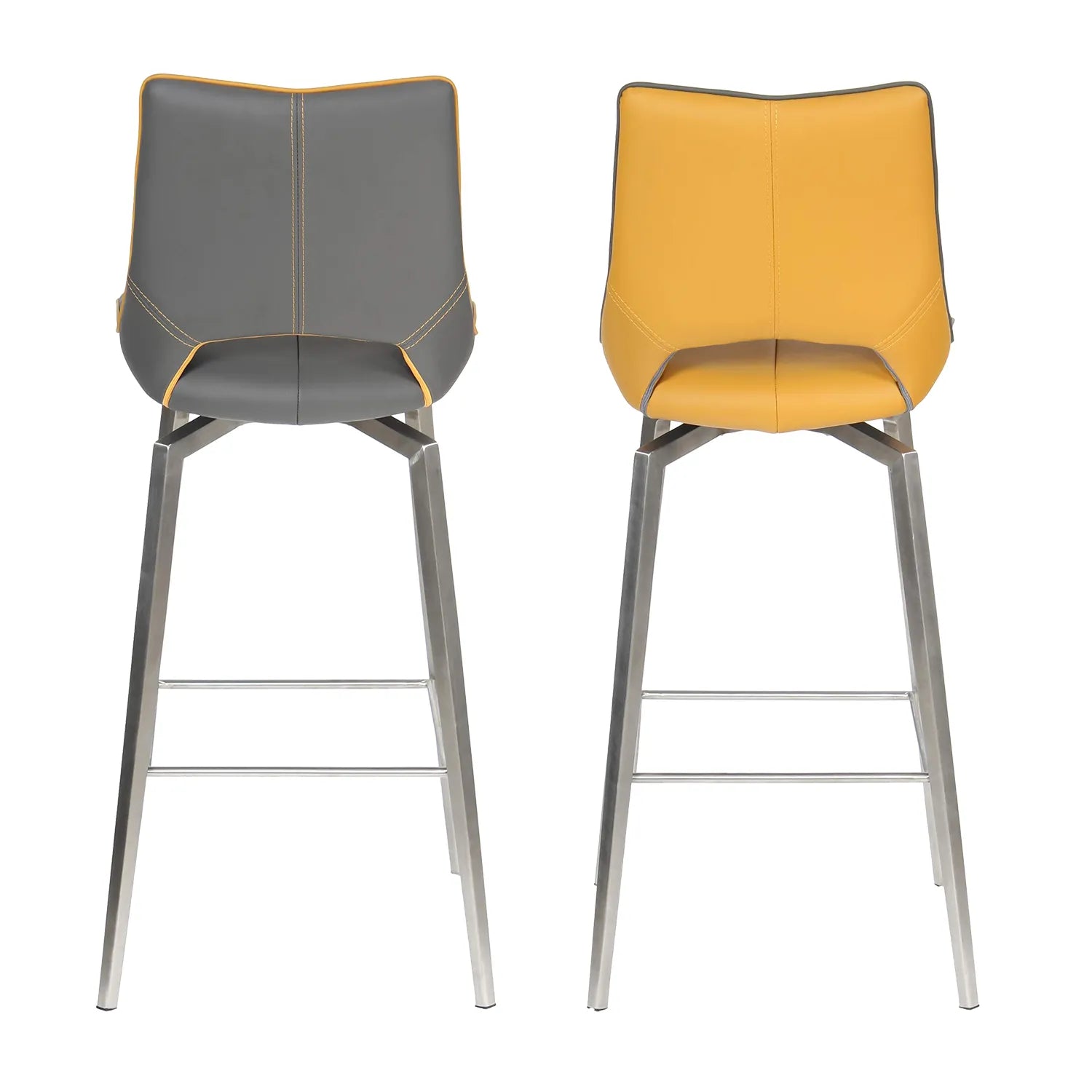 Bella Swivel Leather Effect Bar Chair – Graphite Grey & Yellow - Pendle Village Furniture