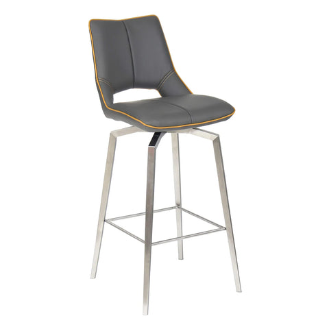 Bella Swivel Leather Effect Bar Chair – Graphite Grey & Yellow - Pendle Village Furniture