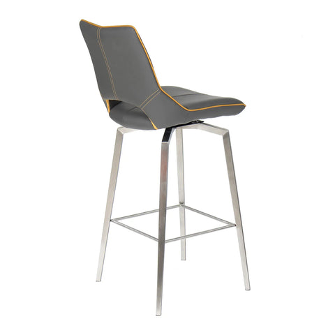 Bella Swivel Leather Effect Bar Chair – Graphite Grey & Yellow - Pendle Village Furniture