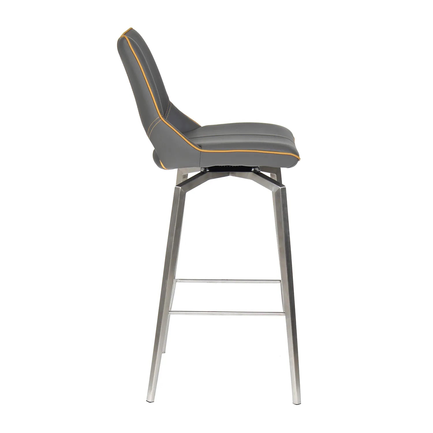 Bella Swivel Leather Effect Bar Chair – Graphite Grey & Yellow - Pendle Village Furniture