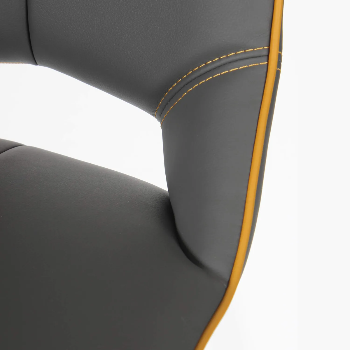 Bella Swivel Leather Effect Bar Chair – Graphite Grey & Yellow - Pendle Village Furniture