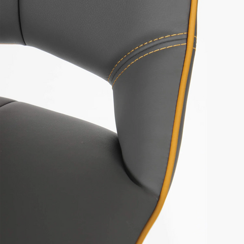 Bella Swivel Leather Effect Bar Chair – Graphite Grey & Yellow - Pendle Village Furniture