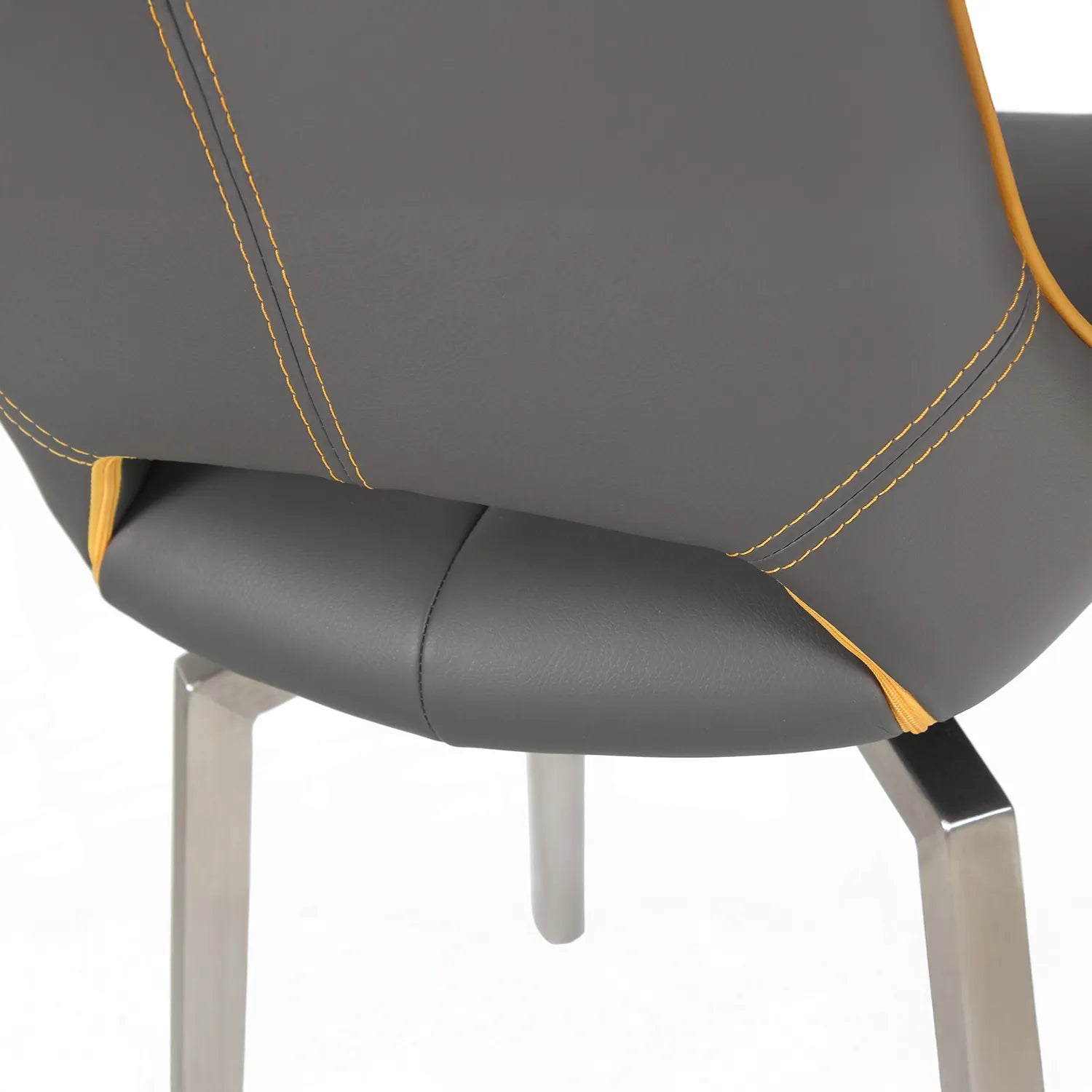Bella Swivel Leather Effect Bar Chair – Graphite Grey & Yellow - Pendle Village Furniture