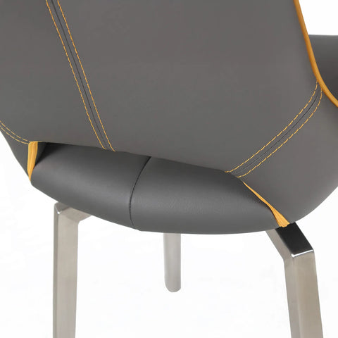 Bella Swivel Leather Effect Bar Chair – Graphite Grey & Yellow - Pendle Village Furniture