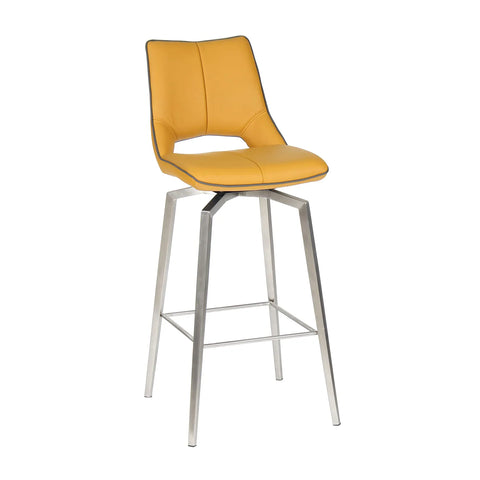 Bella Swivel Leather Effect Bar Chair – Graphite Grey & Yellow - Pendle Village Furniture