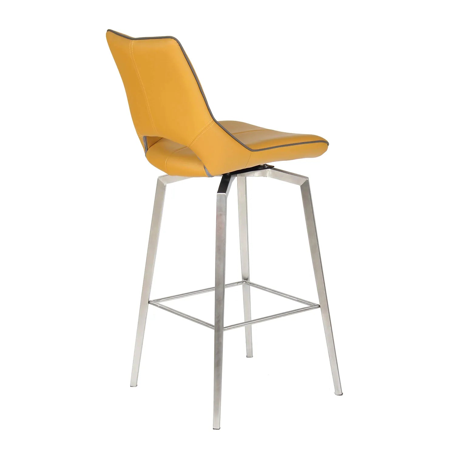 Bella Swivel Leather Effect Bar Chair – Graphite Grey & Yellow - Pendle Village Furniture