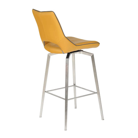 Bella Swivel Leather Effect Bar Chair – Graphite Grey & Yellow - Pendle Village Furniture
