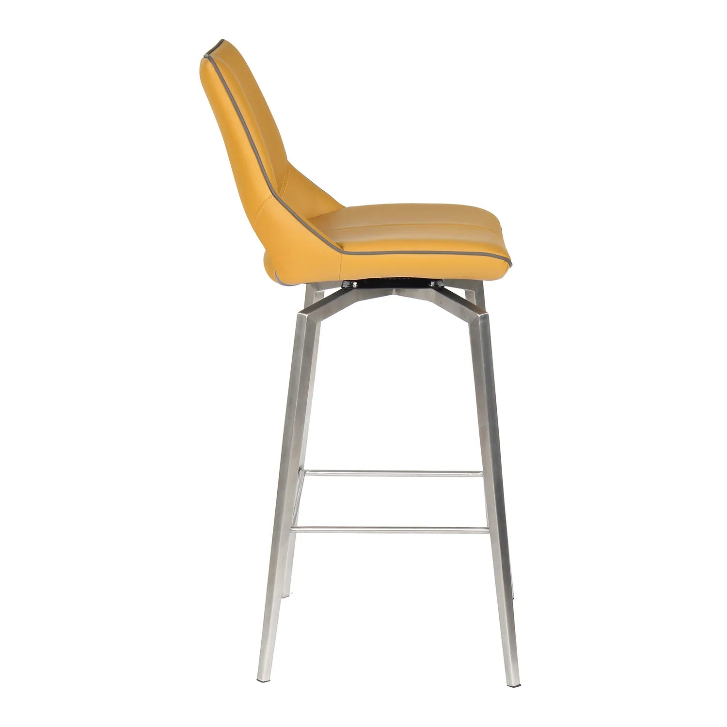 Bella Swivel Leather Effect Bar Chair – Graphite Grey & Yellow - Pendle Village Furniture
