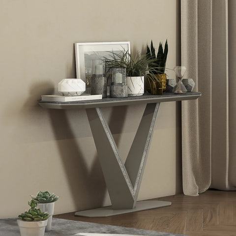 Bella Grey Slate Ceramic Console Table - Lifestyle 