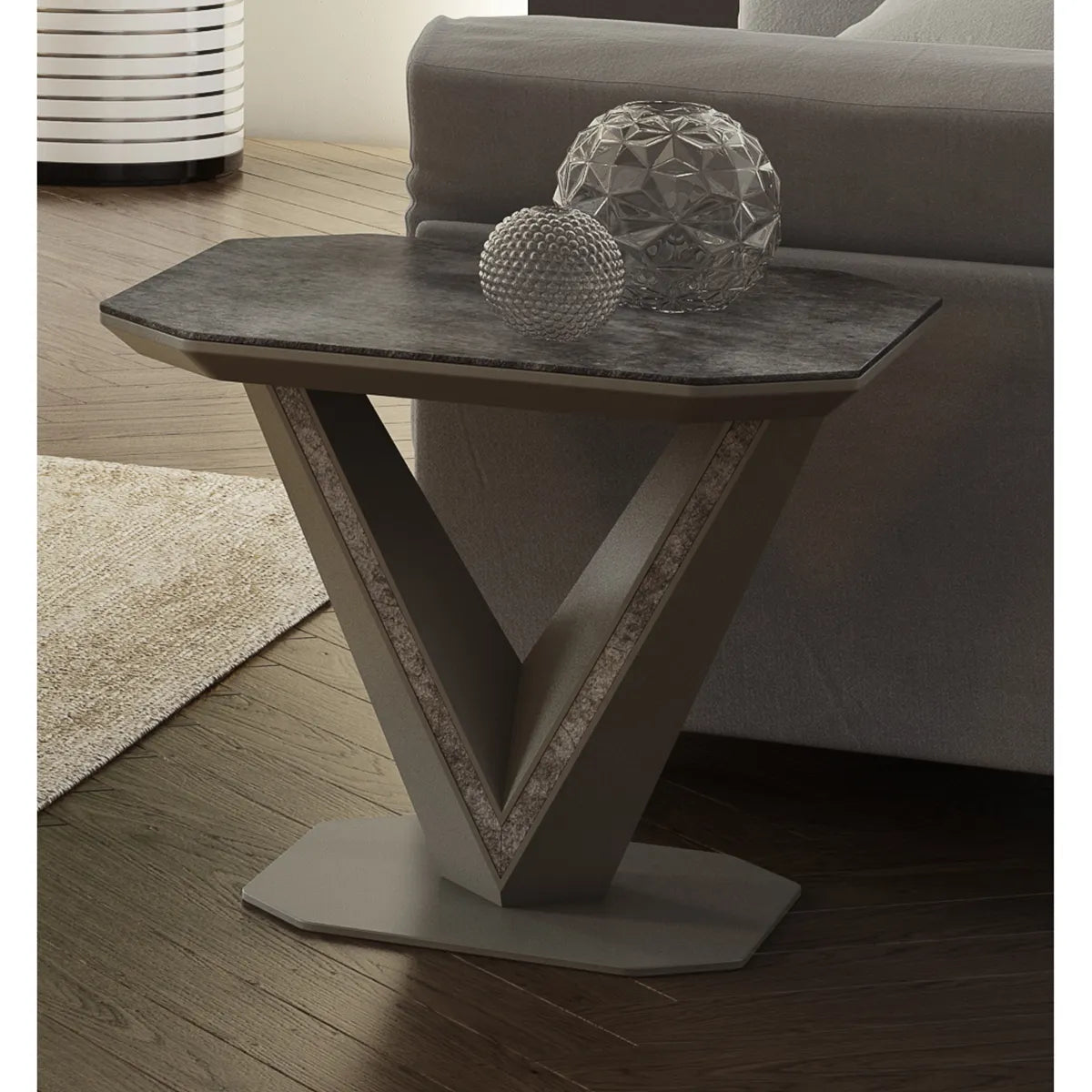 Bella Grey Slate Ceramic Side Table - Pendle Village Furniture