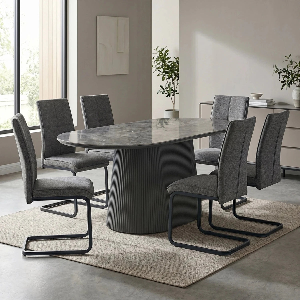 Bellagio Sintered Stone Dining Table Set with Venezia Chairs