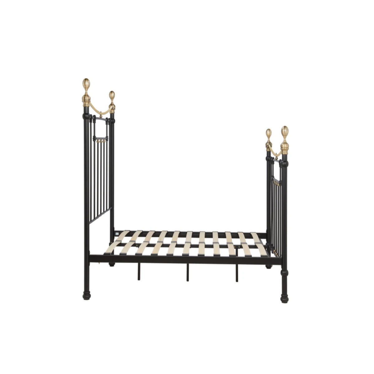 Strong steel bed frame with powder coated finish for durability.