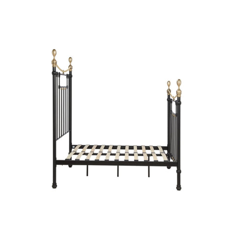 Strong steel bed frame with powder coated finish for durability.