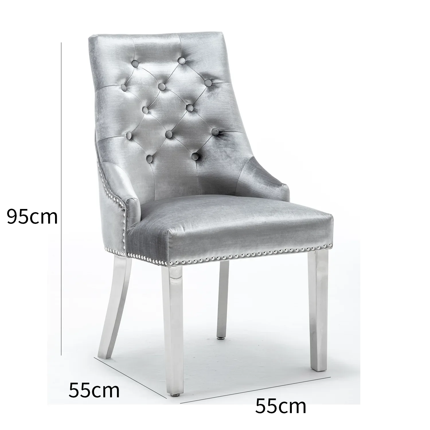 Belvedere Ring Knocker back Shimmer Silver Dining Chairs - Set of 4
