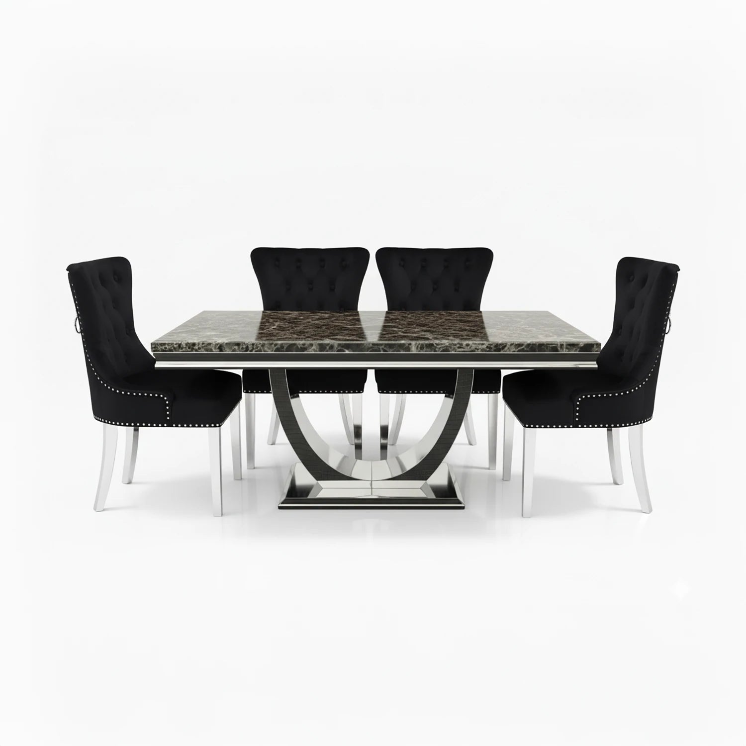 Bentley Black Marble Dining Table with Chairs - Pendle Village Furniture