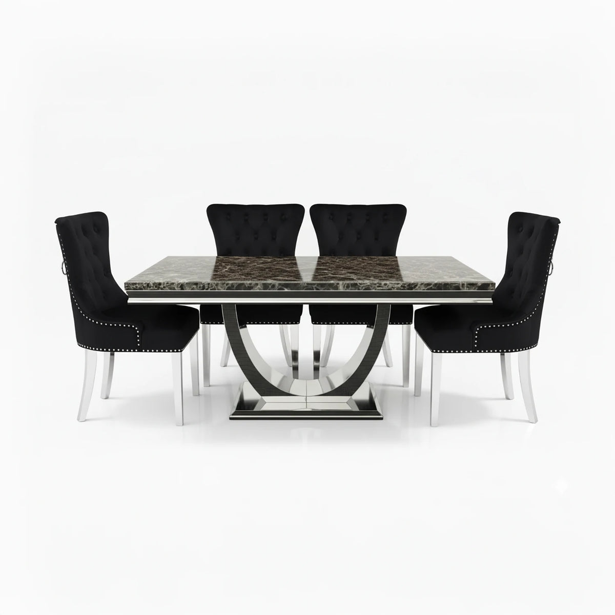 Bentley Black Marble Dining Table with Chairs - Pendle Village Furniture