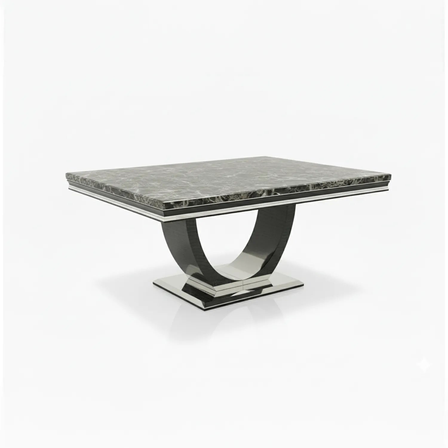 Bentley Black Marble Coffee Table with Chrome Base - Pendle Village Furniture