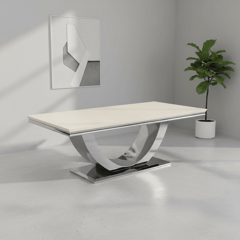 Bentley Cream Marble Coffee Table with Chrome Base