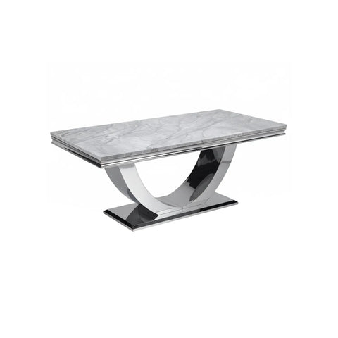 Bentley Light Grey Marble Coffee Table with Chrome Base - Pendle Village Furniture