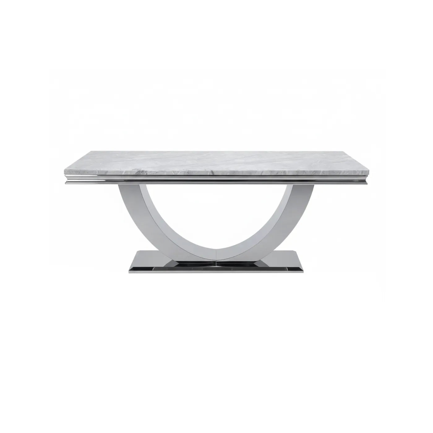 Bentley Light Grey Marble Coffee Table with Chrome Base - Pendle Village Furniture